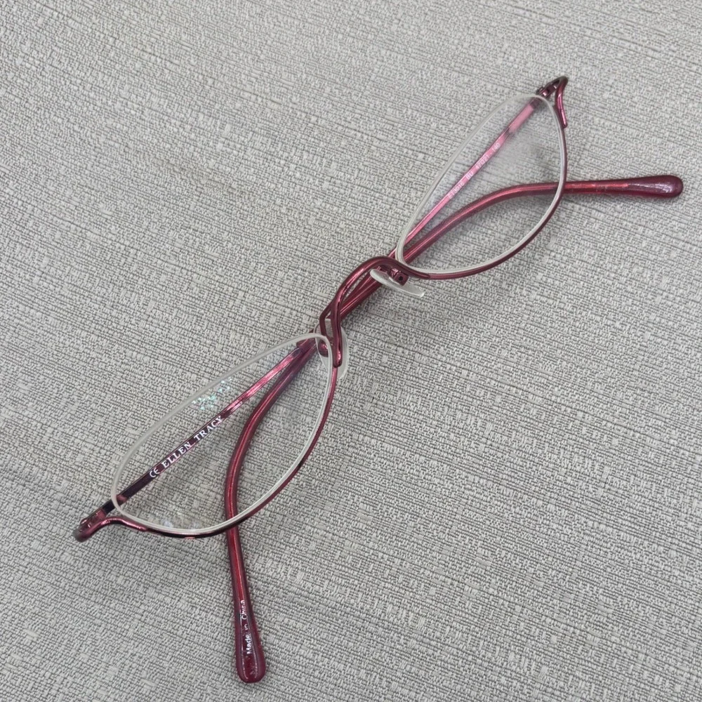 Ellen Tracy ET3016 Burgundy Cat Eye Half Rim Eyeglasses Frames 47-21-140